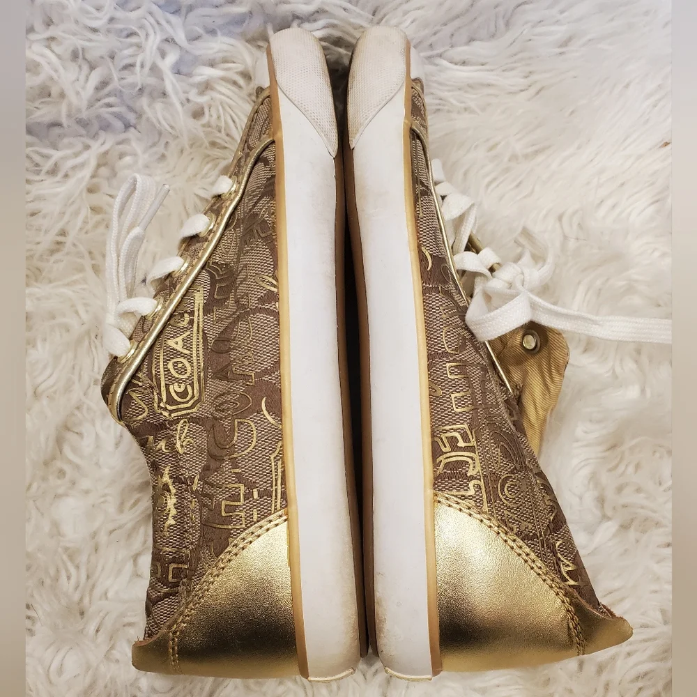 COACH| Womens Barrett gold and brown sneakers| size 8 - Picture 10 of 10